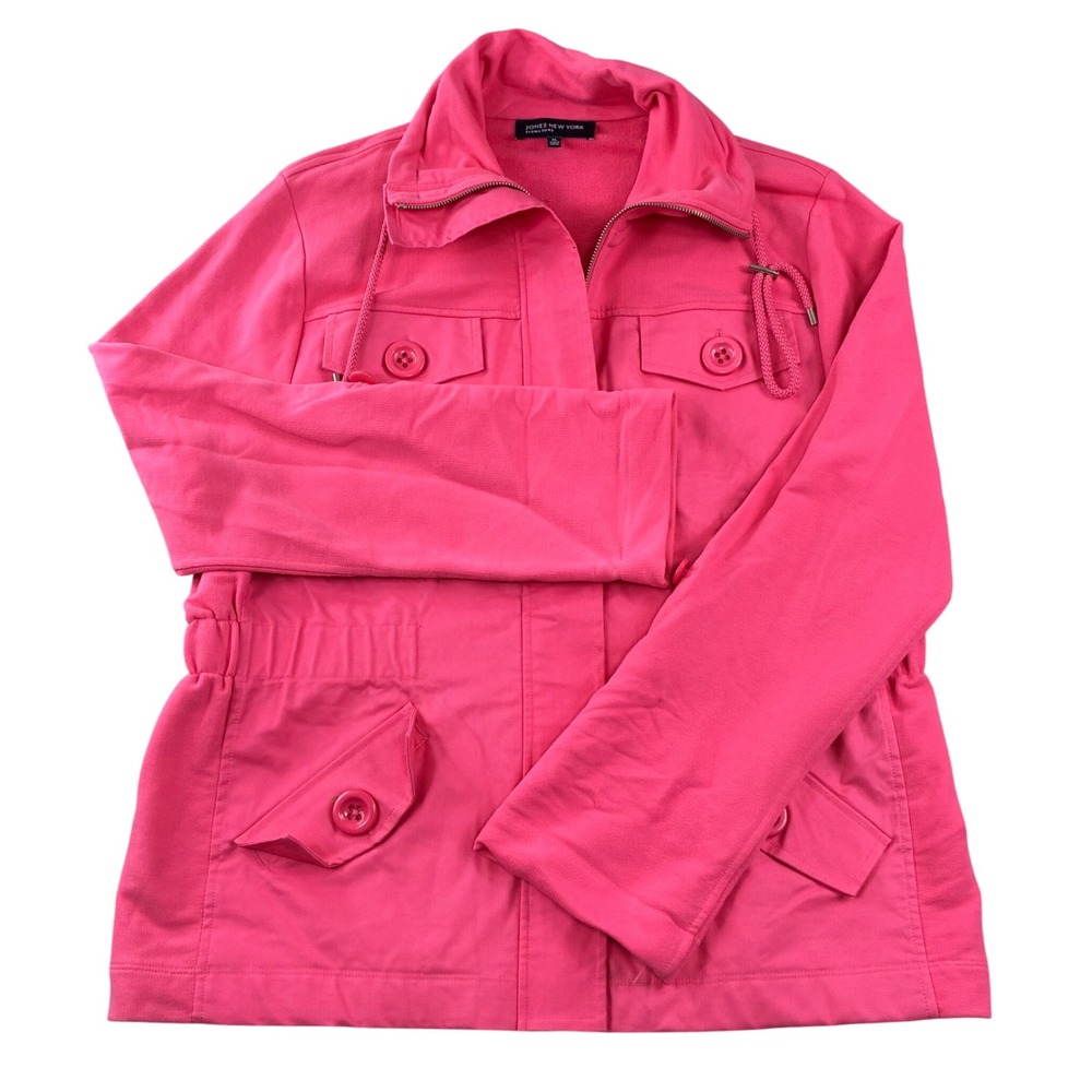 Jones New York Women's Jacket XL Bright Pink Utility Jacket Lightweight - Cute!